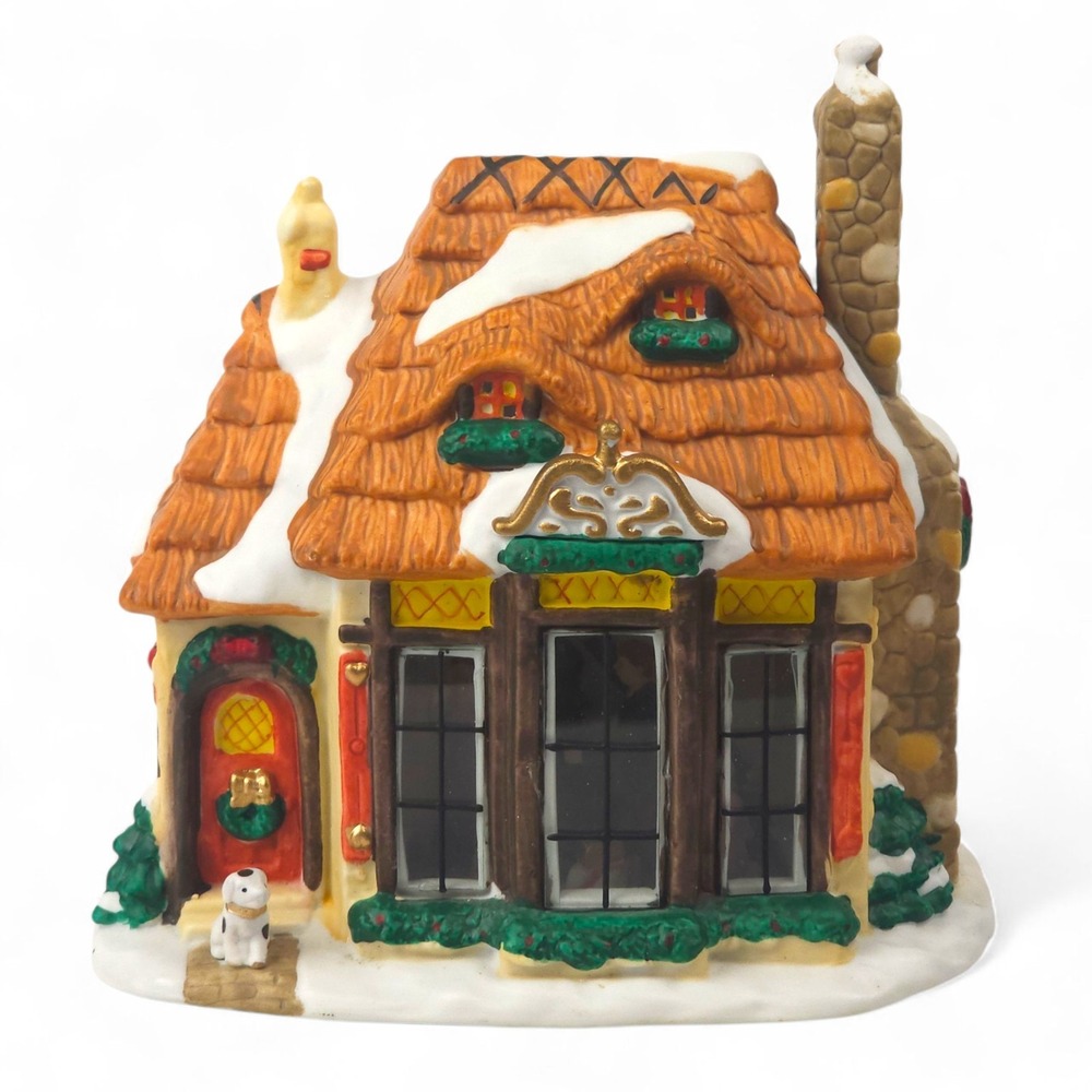 VTG 1998 Santa's Workbench Interior View Cottage House Village Lighte
